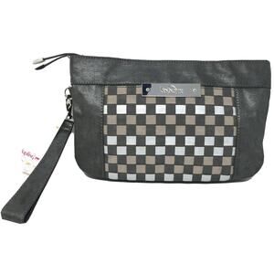 Kipling Carlisa Wristlet Clutch Purse RARE Checkerboard Plaid Print Pockets NWT
